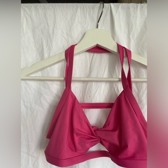 Abercrombie & Fitch Cut Out Criss Cross Strap Back Pink Bikini Top Size Large - Picture 6 of 8